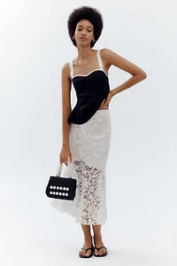 Bagatelle Flared Lace Midi Skirt