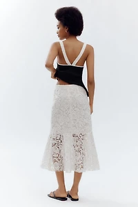 Bagatelle Flared Lace Midi Skirt