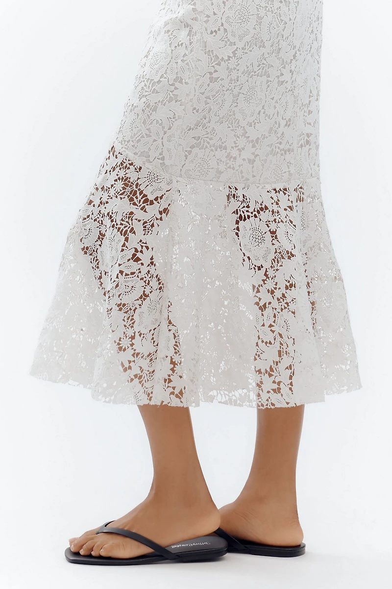Bagatelle Flared Lace Midi Skirt
