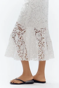 Bagatelle Flared Lace Midi Skirt