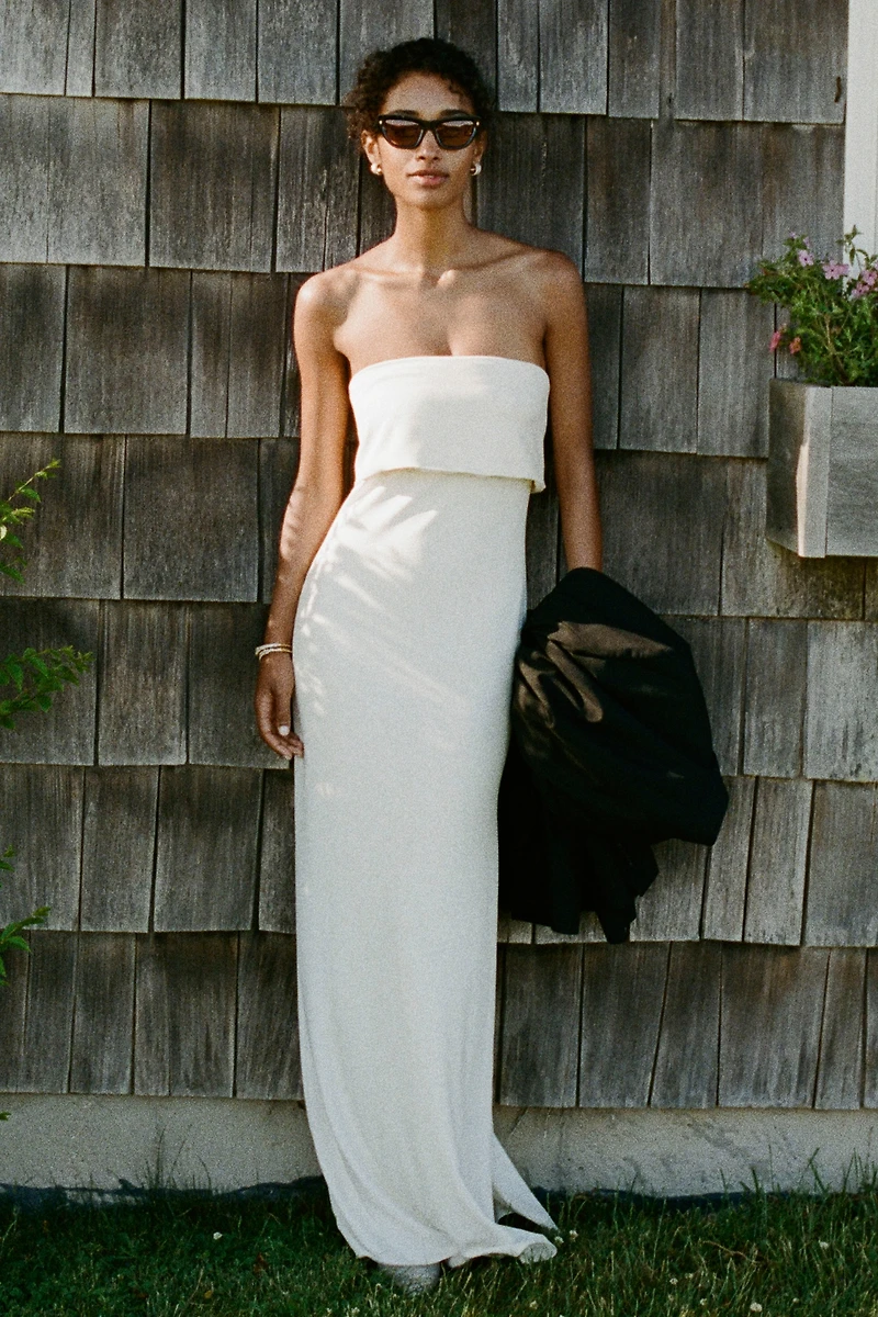 BHLDN Strapless Column Maxi Dress