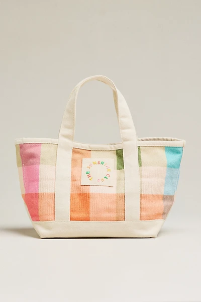 Sunshine Tienda Mini Rainbow Plaid Canvas Tote