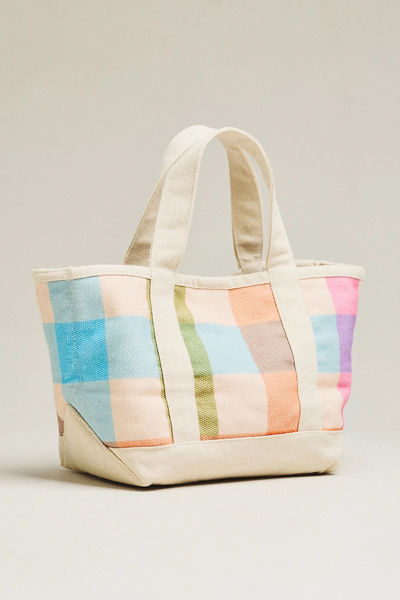 Sunshine Tienda Mini Rainbow Plaid Canvas Tote