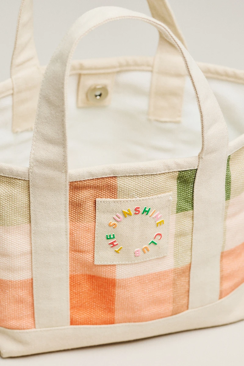 Sunshine Tienda Mini Rainbow Plaid Canvas Tote
