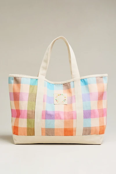 Sunshine Tienda Rainbow Plaid Canvas Tote