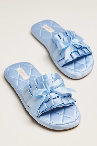 LyreBird Satin Bow Slippers