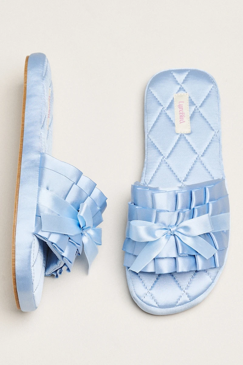 LyreBird Satin Bow Slippers