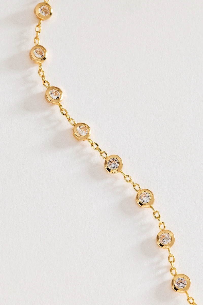 Bezel Crystal Station Necklace