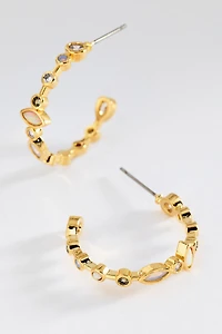 Mixed Stone Hoop Earrings