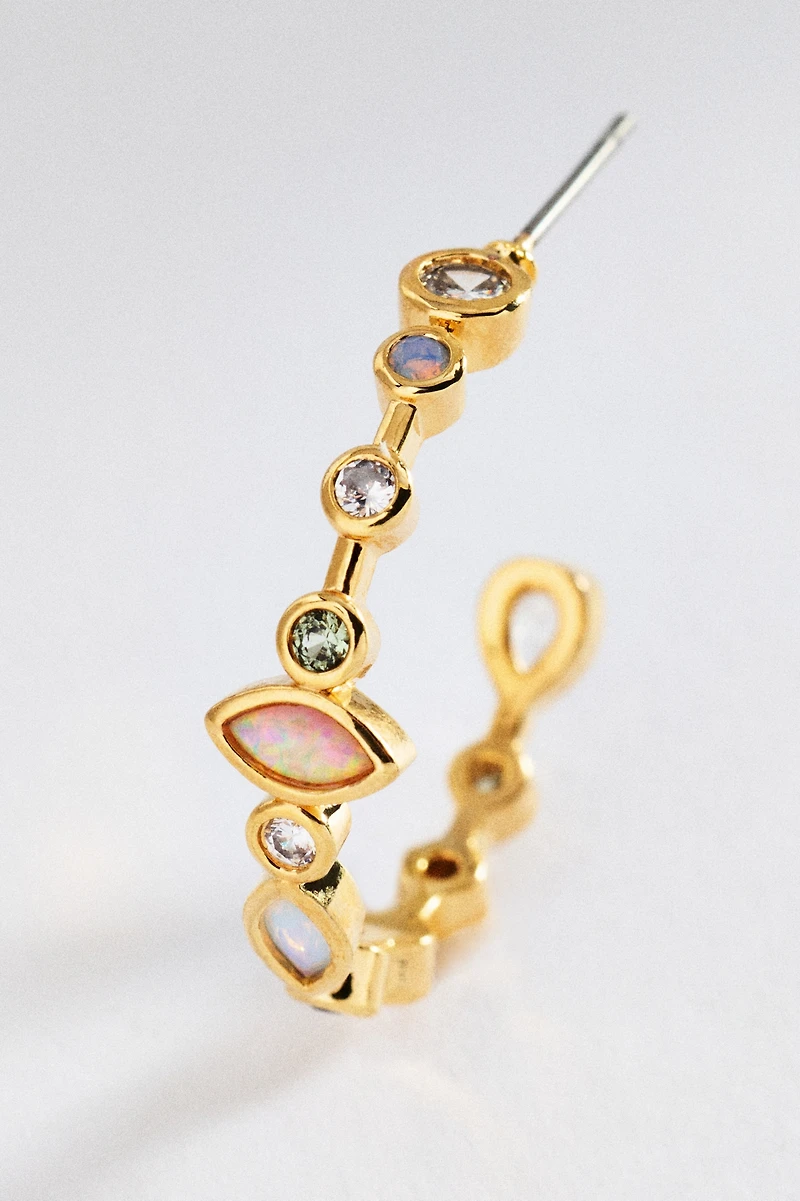 Mixed Stone Hoop Earrings