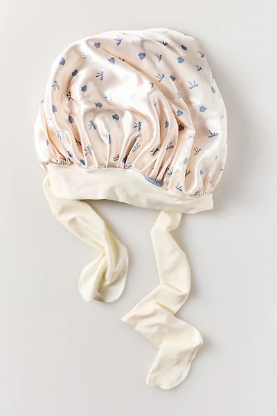 KITSCH Coastal Cottage Print Oversized Satin Bonnet