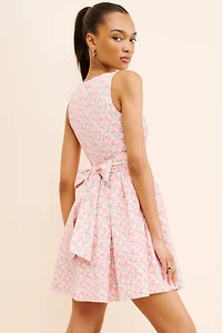 Endless Rose Floral Textured Bow Tie Mini Dress
