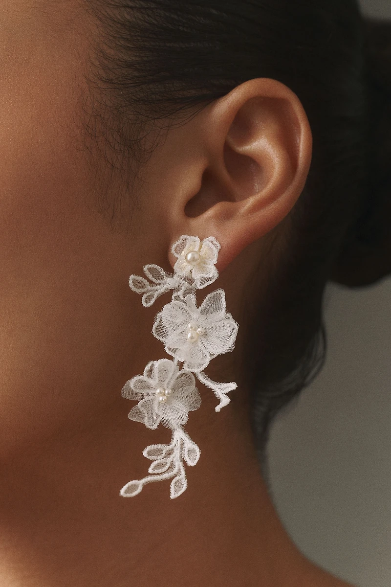Twigs & Honey Silk Embroidered Drop Earrings