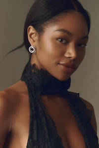 CZ By Kenneth Jay Lane Pavé Triple Circle Earrings