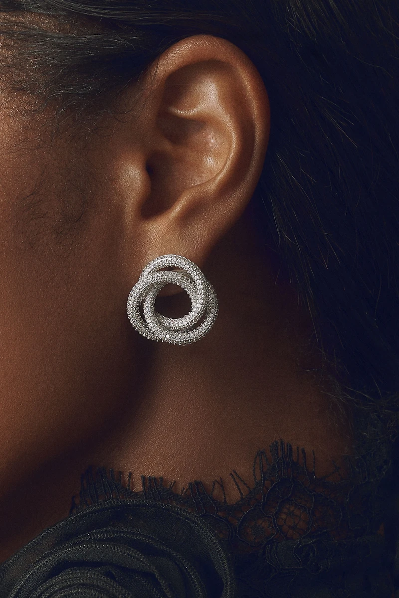 CZ By Kenneth Jay Lane Pavé Triple Circle Earrings