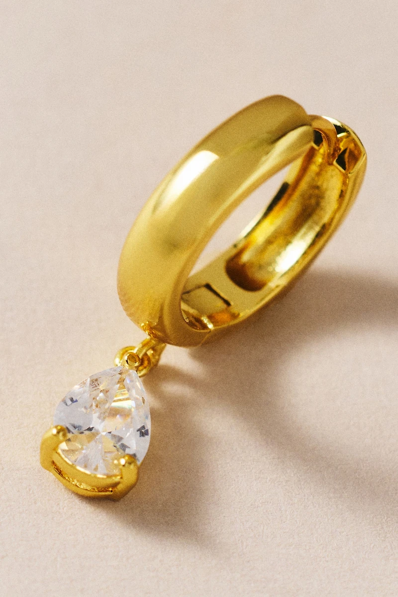 CZ By Kenneth Jay Lane Pear-Cut Hoop Earrings