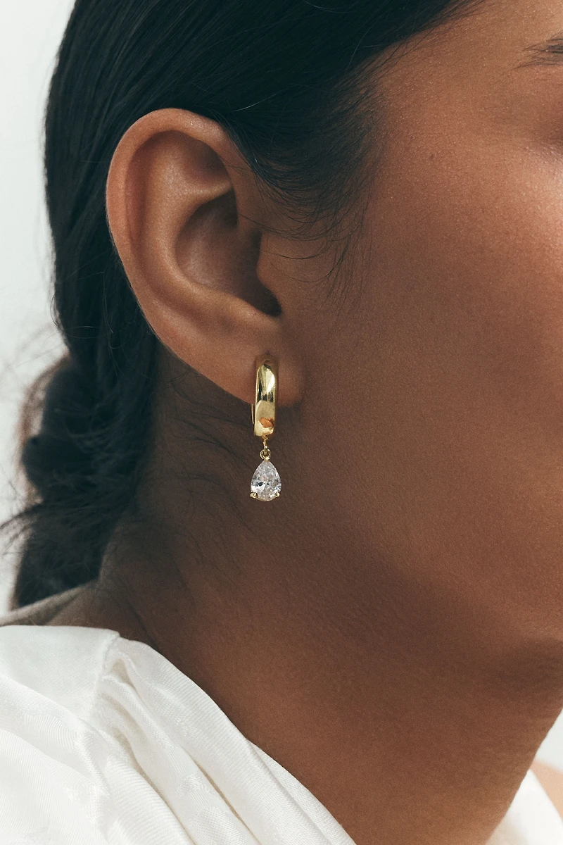 CZ By Kenneth Jay Lane Pear-Cut Hoop Earrings