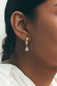 CZ By Kenneth Jay Lane Pear-Cut Hoop Earrings