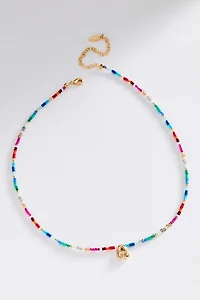 Mini Beaded Bubble Initial Necklace