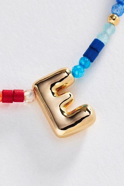 Mini Beaded Bubble Initial Necklace