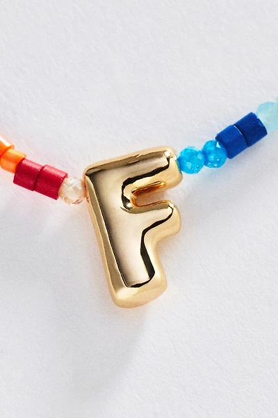 Mini Beaded Bubble Initial Necklace