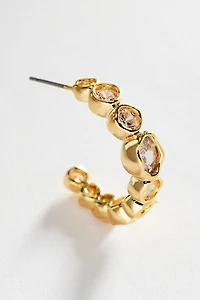 Bezel Crystal Hoop Earrings