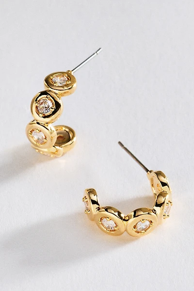 Bezel-Set Crystal Hoop Earrings