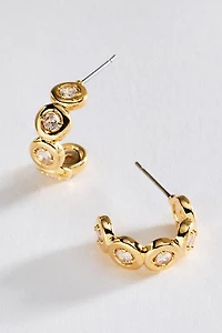 Bezel-Set Crystal Hoop Earrings