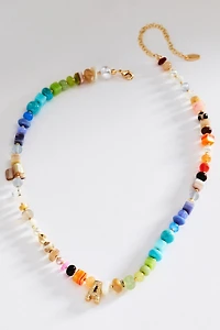 Chunky Mixed Bead Initial Necklace