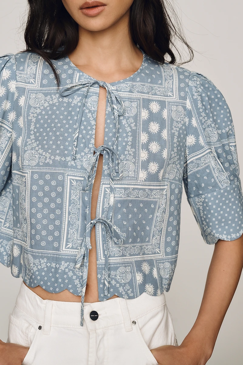 Sister New York Bandana Tie-Front Top