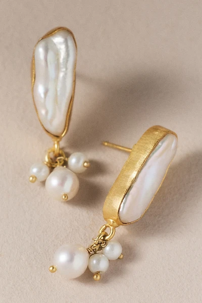 Bezel Freshwater Pearl Earrings