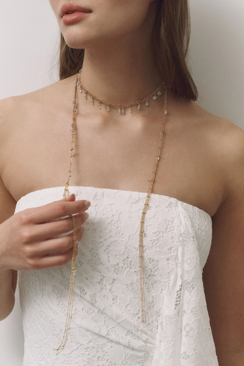 Fringe Beaded Scarf Necklace