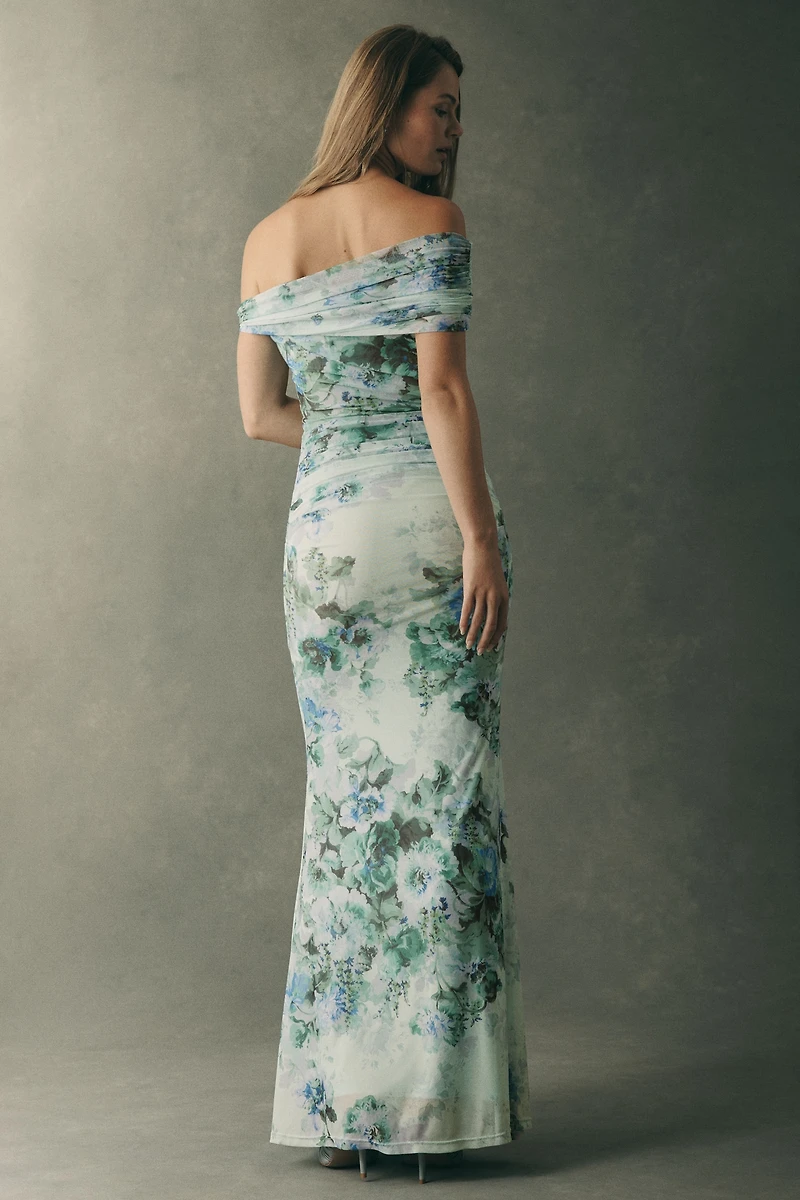 BHLDN Off-Shoulder Mesh Maxi Dress