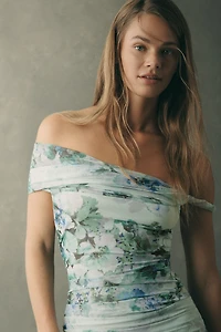 BHLDN Off-Shoulder Mesh Maxi Dress