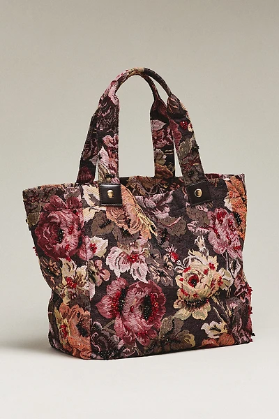 Maeve Floral Beaded Tote Bag