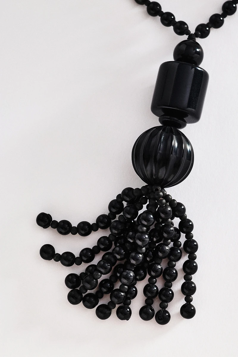 Beaded Tassel Pendant Necklace