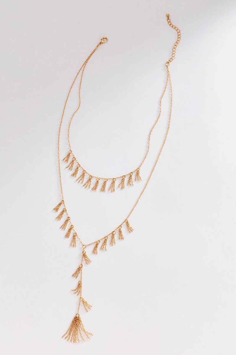 Fringe Double-Layer Lariat Necklace