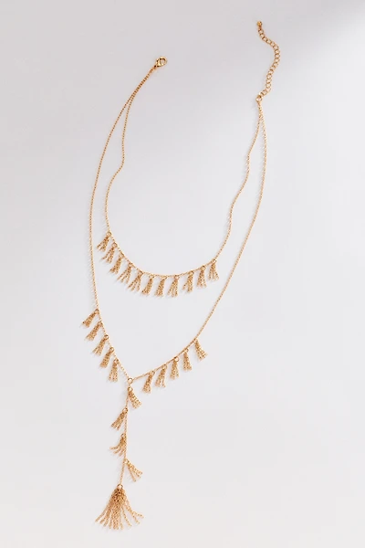 Fringe Double-Layer Lariat Necklace