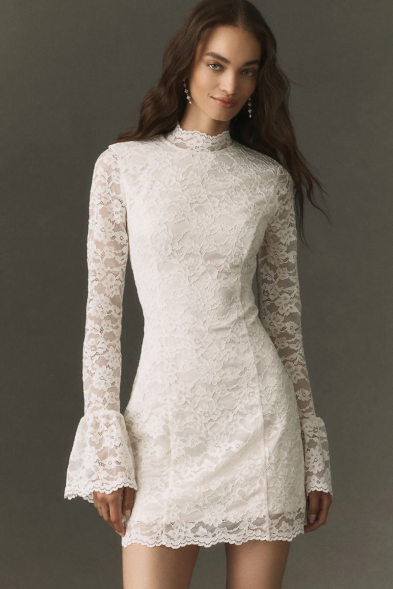 BHLDN Long-Sleeve Lace Mini Dress