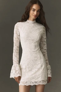 BHLDN Long-Sleeve Lace Mini Dress