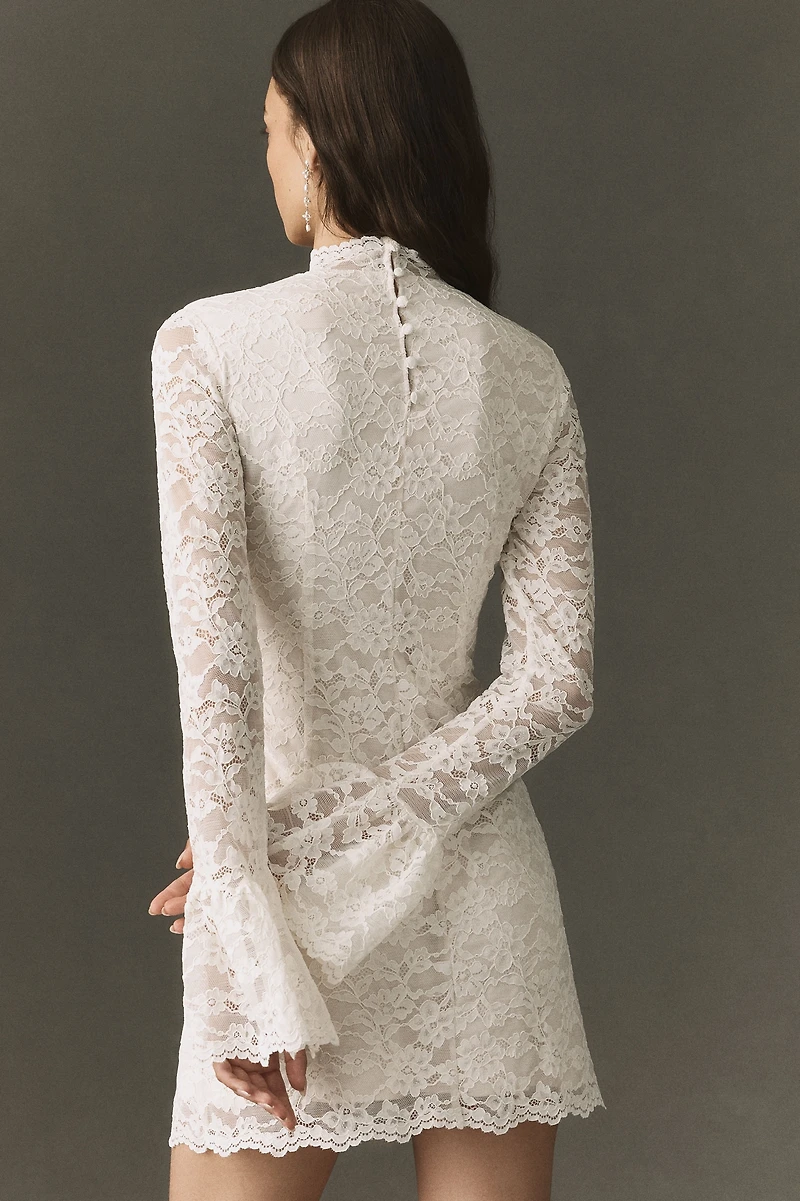 BHLDN Long-Sleeve Lace Mini Dress