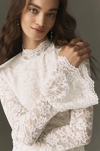 BHLDN Long-Sleeve Lace Mini Dress
