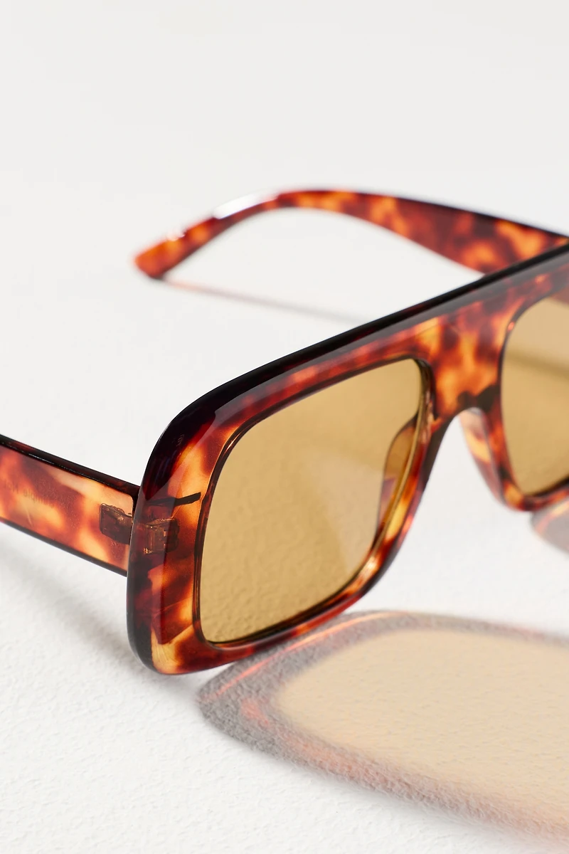 By Anthropologie Chunky Flat-Top Aviator Sunglasses