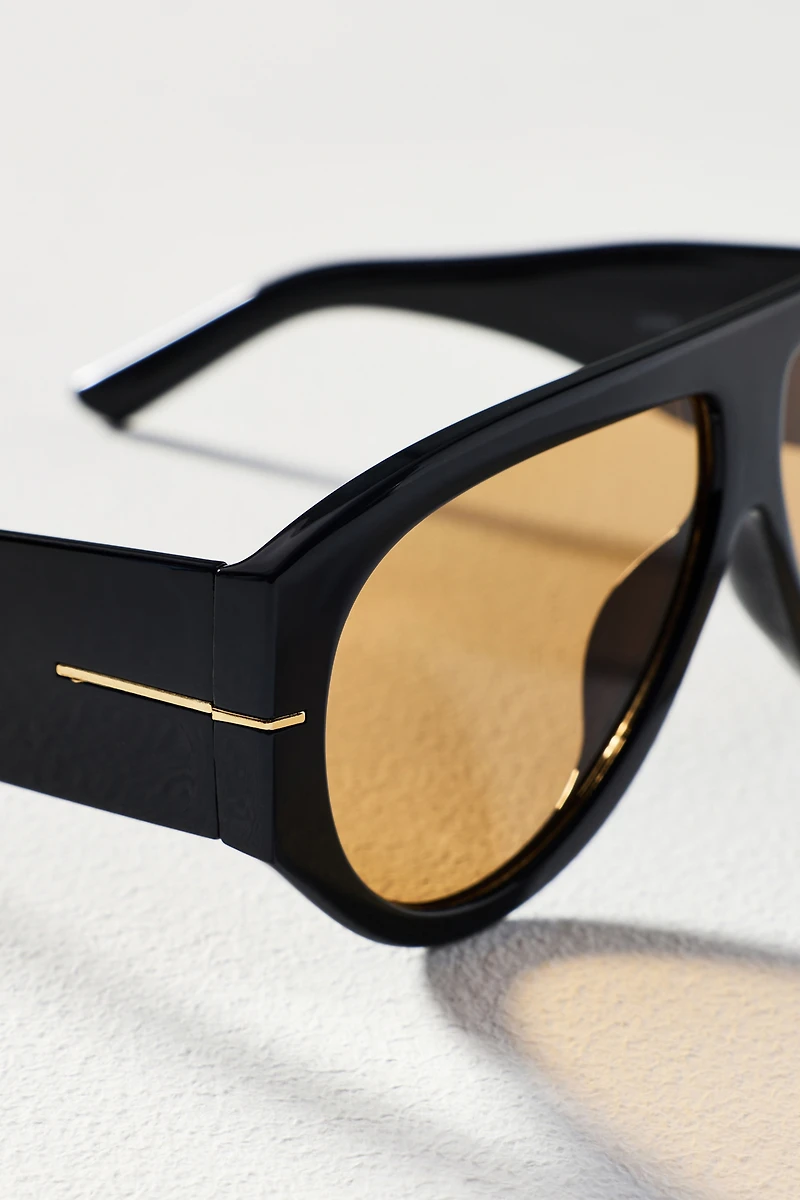 By Anthropologie Wrapped Flat-Top Aviator Sunglasses