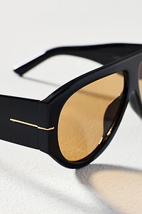 By Anthropologie Wrapped Flat-Top Aviator Sunglasses