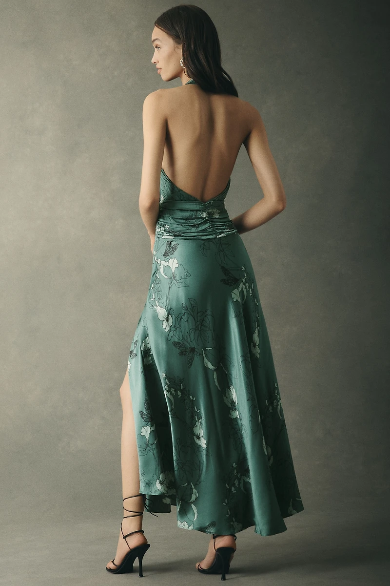 BHLDN Plunge Satin Maxi Dress