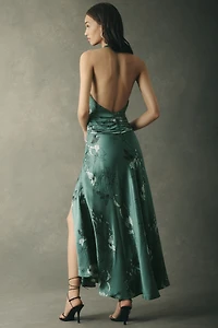 BHLDN Plunge Satin Maxi Dress