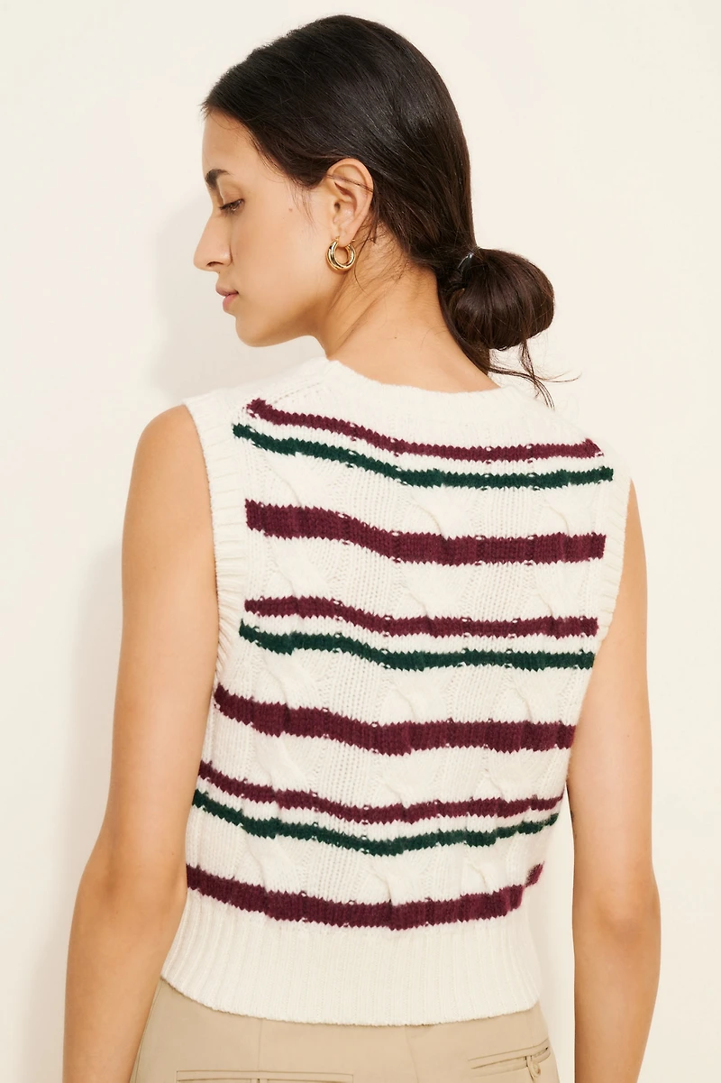 Polo Ralph Lauren Striped Cable Knit Sweater Vest