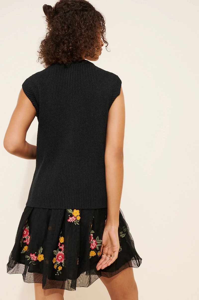 Sleeveless Cardigan Sweater Dress