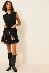 Sleeveless Cardigan Sweater Dress